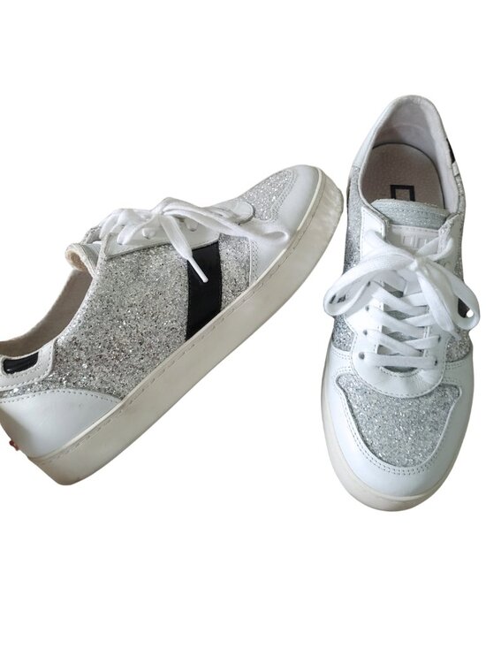 ONE Footwear Shoes - ONE Footwear Silver Glitter Sari Sneakers Sparkle Tennis Shoes - Size 6.5